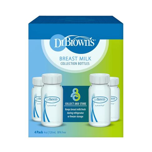 Dr. Brown's Breast Milk Collection Bottles with Storage Caps, Breast Pumps Compatible, Collect, Store, and Keep Milk Fresh, BPA Free – 4-Pack in Kuwait