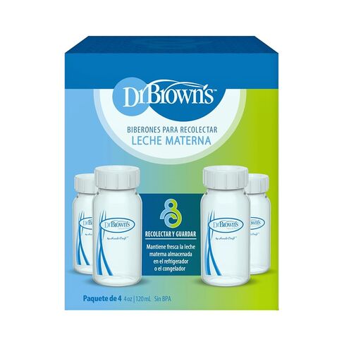 Dr. Brown's Breast Milk Collection Bottles with Storage Caps, Breast Pumps Compatible, Collect, Store, and Keep Milk Fresh, BPA Free – 4-Pack in Kuwait