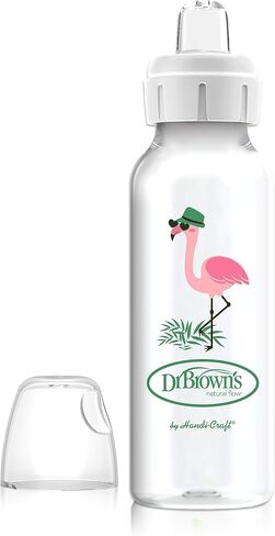 Dr. Brown's Milestones Narrow Sippy Bottle, 100% Silicone Soft Sippy Spout, 8oz/250mL, 6m+, Fox & Lion, 2 Pack in Kuwait