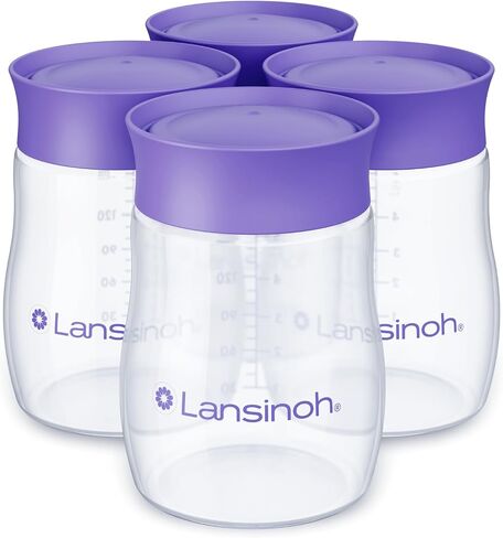Lansinoh Breastmilk Storage Bottles | 4-Pack 5oz BPA & BPS-Free | Pump-to-Storage Feeding Bottles | Compatible with Lansinoh Breast Pumps and Nipples in Kuwait