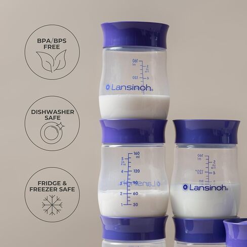 Lansinoh Breastmilk Storage Bottles | 4-Pack 5oz BPA & BPS-Free | Pump-to-Storage Feeding Bottles | Compatible with Lansinoh Breast Pumps and Nipples in Kuwait