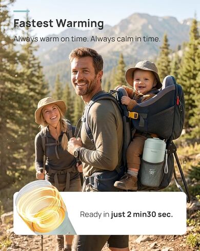 Papablic Pro Portable Bottle Warmer for Travel – 2X Faster Heating, 5 Temp Settings, Baby Milk & Formula Warmer On the Go, Long Battery Life, Mint Green in Kuwait