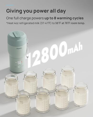 Papablic Pro Portable Bottle Warmer for Travel – 2X Faster Heating, 5 Temp Settings, Baby Milk & Formula Warmer On the Go, Long Battery Life, Mint Green in Kuwait