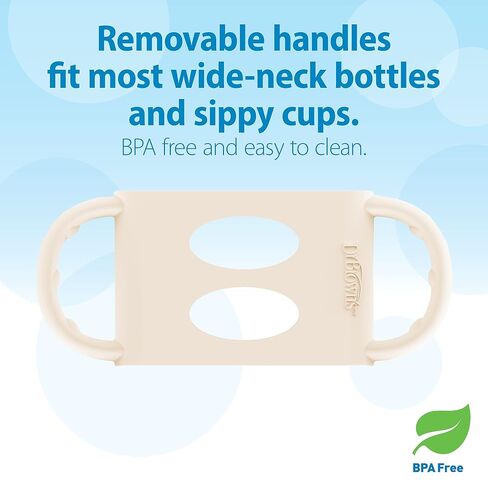 Dr. Brown's Milestones Wide-Neck Sippy Spout Bottle with 100% Silicone Handles, Easy-Grip Handles with Soft Sippy Spout, 9oz/270mL, Light-Pink & Ecru, 2-Pack, 6m+ in Kuwait