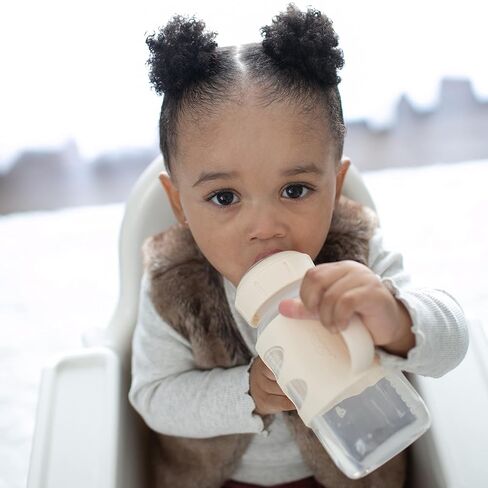 Dr. Brown's Milestones Wide-Neck Sippy Spout Bottle with 100% Silicone Handles, Easy-Grip Handles with Soft Sippy Spout, 9oz/270mL, Light-Pink & Ecru, 2-Pack, 6m+ in Kuwait