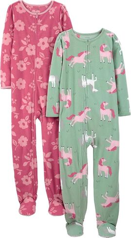 Simple Joys by Carter's Girls' 2-Pack Loose-fit Fleece Footed Pajamas in Kuwait