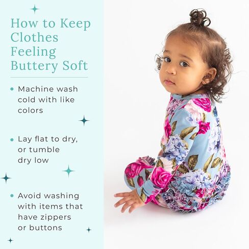 Posh Peanut Footie Pajamas for Baby Girls, Soft Viscose Derived from Bamboo | Footed Grips, True To Size Snug Fit, And Easy Care Wash, Ruffle Bodice With 2-Way Zipper for Easy Access, in Kuwait