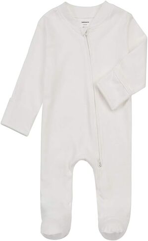 Aablexema Baby Pajamas Footie with Mitten- Newborn 2 Ways Zipper Cotton Outfit Infant Jammies in Kuwait