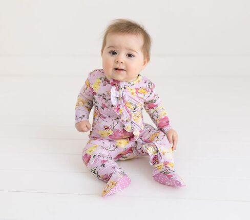 Posh Peanut Viscose Derived from Bamboo Baby Infant Girls Footie Pajamas | Ruffle Bodice With 2-Way Zipper for Easy Access, Footed Grips, True To Size Snug Fit, And Easy Care Wash in Kuwait