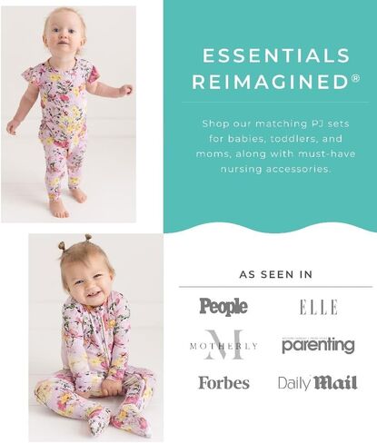 Posh Peanut Viscose Derived from Bamboo Baby Infant Girls Footie Pajamas | Ruffle Bodice With 2-Way Zipper for Easy Access, Footed Grips, True To Size Snug Fit, And Easy Care Wash in Kuwait