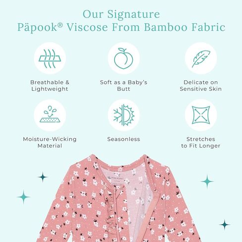 Posh Peanut Footie Pajamas for Baby Girls, Soft Viscose Derived from Bamboo | Footed Grips, True To Size Snug Fit, And Easy Care Wash, Ruffle Bodice With 2-Way Zipper for Easy Access, in Kuwait