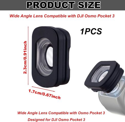 Magnetic Attach Wide Angle Lens Compatible with DJI Osmo Pocket 3, 112° HD Optical Glass Lens with Double-Sided Coated for Osmo Pocket 3 Accessories in Kuwait