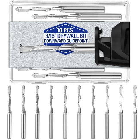 Tondiamo 10 Pcs Drywall Router Bits 3/16 Drywall Rotor Tips M2 High Speed Steel Cutting Bit Downward Router Cutout Rotary Guidepoint Drill Tool, Used for with Spiral Saw (Yellow and Black) in Kuwait