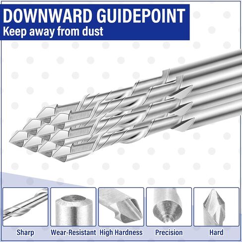 Tondiamo 10 Pcs Drywall Router Bits 3/16 Drywall Rotor Tips M2 High Speed Steel Cutting Bit Downward Router Cutout Rotary Guidepoint Drill Tool, Used for with Spiral Saw (Yellow and Black) in Kuwait