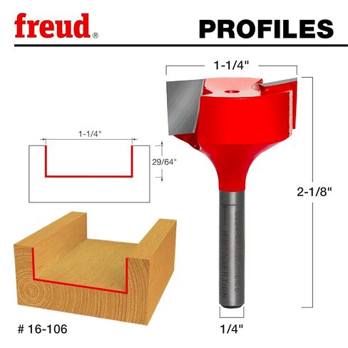 Freud Spoilboard Surfacing & Mortising Bit - Ideal for CNC, Handheld, and Table Routers - 1-1/4" Diameter, 1/4" Shank, 18,000 Max RPM - 16-106 in Kuwait