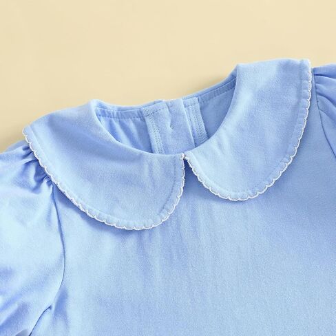 Balaflyie Baby Girl Collar Dress Cotton Solid Color Playwear Summer Dresses | Toddler Girl A-line Dress,Scalloped Collar Dress for Little Girl,All-day Wearing Summer,1-5 Years Girl Short Sleeve Dress in Kuwait
