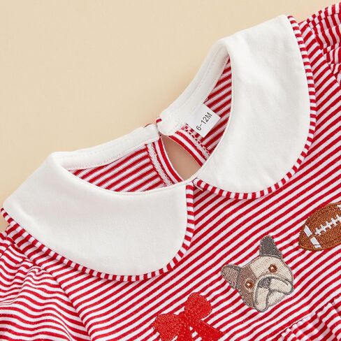 Balaflyie Little Girl Collar Dress/Bubble Romper Sister Matching Outfit | Toddler Girl Football Collar Dresses, Baby Peter Pan Collar Romper, Big Sister Dress&Little Sister Romper for Football in Kuwait