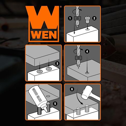 WEN JN014D 1/4-Inch Wooden Doweling Kit with Drill Bit, Stop Collar, and Fluted Birch Wood Dowels in Kuwait