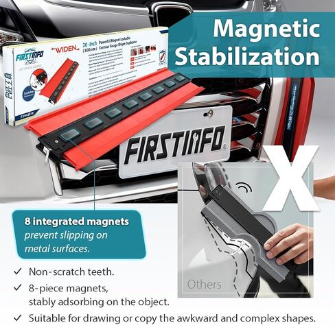 FIRSTINFO Metal-LOCK-Powerful-Magnet -Attached 20 inch (508mm) Lockable & Twin Scale Widen Profile Contour Shape Duplicator Gauge Convenient for Magnetic Attraction | Widen Profile Precisely Copy Irregular Shape Duplicator with Twin Scale, Convenient for  in Kuwait