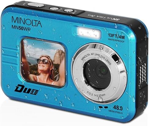 Minolta Duo MN50WP 48MP Underwater Camera, 5K Video, 16X Zoom (Red) in Kuwait