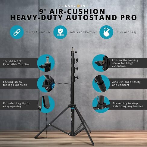 Flashpoint Pro Heavy-Duty Air-Cushioned Auto Light Stand (9') in Kuwait
