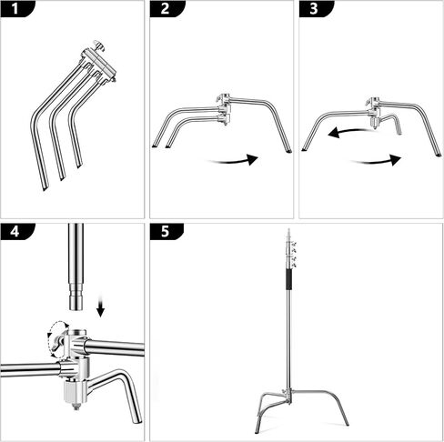 Hagibis C Stand Adjustable Heavy Duty Tripod Stand with 100% Stainless Steel, Photography light Stand for Studio Softbox, Monolight, Reflector, Max Height: 10.5ft/320cm (Extension Arm Not Included) in Kuwait