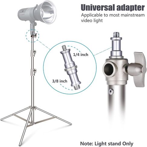 NEEWER 102"/2.6m Stainless Steel Light Stand, Spring Cushioned Heavy Duty Photography Tripod with 1/4" to 3/8" Universal Screw Adapter for Strobe, LED Video Lighting, Ringlight, Monolight, Softbox in Kuwait