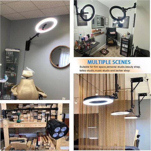Ring Light Wall Mount 43.3inch/110cm, Ring Light Mount Support 180°Flexible Rotation for Studio Video Light, Monolight, Photography, Softbox, Reflector (43.3) in Kuwait