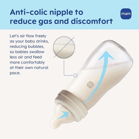 MAM 6oz Pure Glass Feel Good Anti-Colic 0+ Months Baby Bottle, 3 Pack, Girl | Slow Flow Skin Soft Silicone Nipple, Easy to Clean, BPA Free, Easy Switch Between Breast & Bottle, Made In Europe in Kuwait