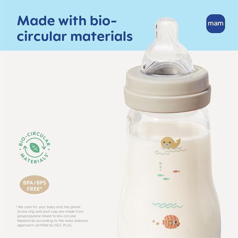 MAM 6oz Pure Glass Feel Good Anti-Colic 0+ Months Baby Bottle, 3 Pack, Girl | Slow Flow Skin Soft Silicone Nipple, Easy to Clean, BPA Free, Easy Switch Between Breast & Bottle, Made In Europe in Kuwait
