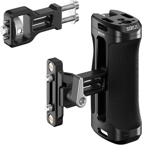 SIRUI Side Handle with Locating Mount for ARRI and Dual 1/4" Screw Mount Optional, Lightweight Camera Handgrip with Cold Shoe, Multiple Threads, Up and Down Adjustable Side Grip, AM-SHS(Pack of 1) in Kuwait