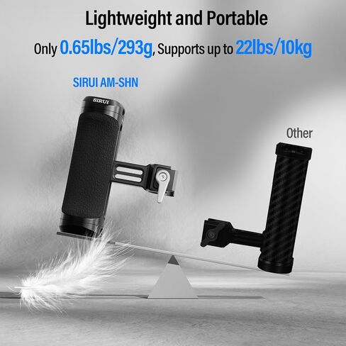 SIRUI Side Handle with Locating Mount for ARRI and Dual 1/4" Screw Mount Optional, Lightweight Camera Handgrip with Cold Shoe, Multiple Threads, Up and Down Adjustable Side Grip, AM-SHS(Pack of 1) in Kuwait