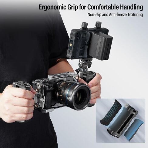 SIRUI Side Handle with Locating Mount for ARRI and Dual 1/4" Screw Mount Optional, Lightweight Camera Handgrip with Cold Shoe, Multiple Threads, Up and Down Adjustable Side Grip, AM-SHS(Pack of 1) in Kuwait