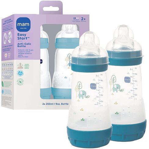 MAM 9oz Easy Start Anti-Colic+ Vented Baby Bottle, 2+ Months, 2 Pk, Unisex in Kuwait