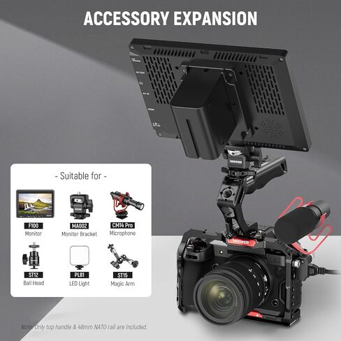 NEEWER NATO Top Handle with Record Button, Comfort Silicone Grip with QR NATO Clamp, 3/8" ARRI Locating Hole, Cold Shoes 1/4" Threads Compatible with Sony A7 ZV1 Panasonic S5 II FUJIFILM X-T5, PG005E in Kuwait