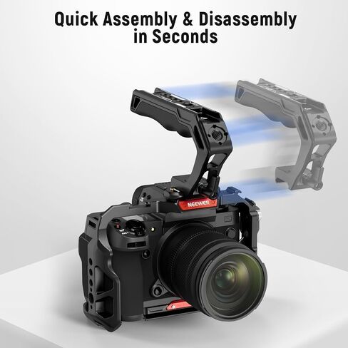 NEEWER NATO Top Handle with Record Button, Comfort Silicone Grip with QR NATO Clamp, 3/8" ARRI Locating Hole, Cold Shoes 1/4" Threads Compatible with Sony A7 ZV1 Panasonic S5 II FUJIFILM X-T5, PG005E in Kuwait