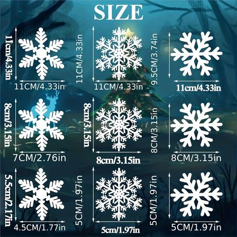 15sets Christmas Decoration Snowflake Window Clings Glueless PVC Wall Stickers for Windows Glass for New Year Winter Party in Kuwait