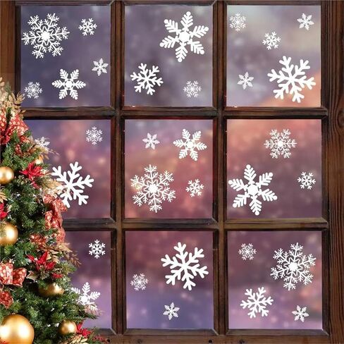 15sets Christmas Decoration Snowflake Window Clings Glueless PVC Wall Stickers for Windows Glass for New Year Winter Party in Kuwait