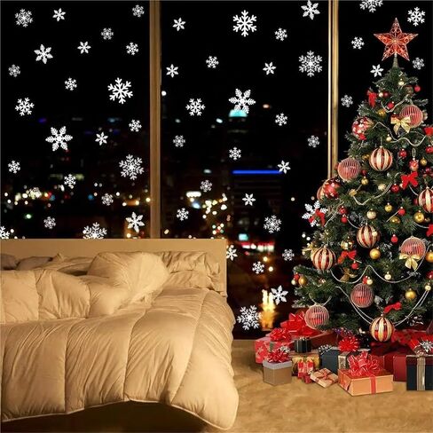 15sets Christmas Decoration Snowflake Window Clings Glueless PVC Wall Stickers for Windows Glass for New Year Winter Party in Kuwait