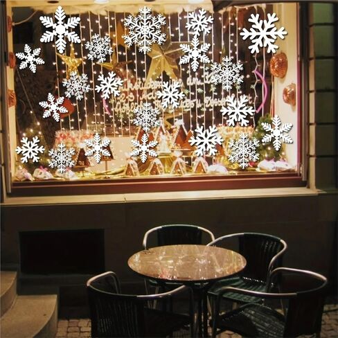 15sets Christmas Decoration Snowflake Window Clings Glueless PVC Wall Stickers for Windows Glass for New Year Winter Party in Kuwait
