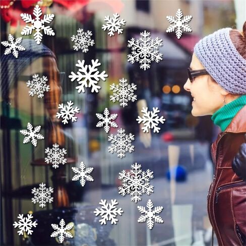 15sets Christmas Decoration Snowflake Window Clings Glueless PVC Wall Stickers for Windows Glass for New Year Winter Party in Kuwait