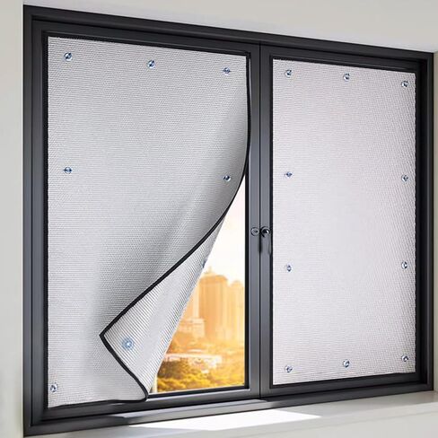 Aluminum Foil Sunscreen Insulation Film,Blackout Privacy Window Film,Balcony Glass Reflective Heat Control Window Tint(85x150cm/33''x59'') in Kuwait