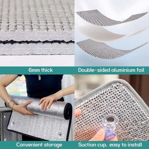 Double Aluminium Insulation Foil,Heat Reflective Window Film,Sunscreen Foil Heat Blocking Window Tint(Silver,120x100cm/47.2x39.4in) in Kuwait