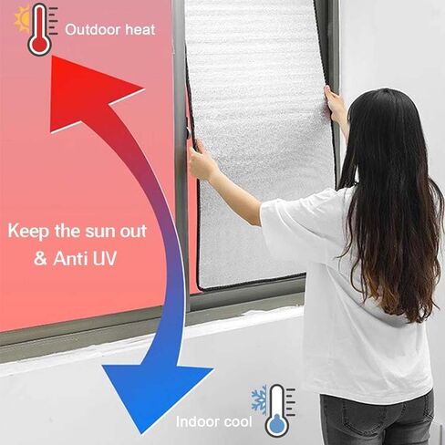 Double Aluminium Insulation Foil,Heat Reflective Window Film,Sunscreen Foil Heat Blocking Window Tint(Silver,120x100cm/47.2x39.4in) in Kuwait