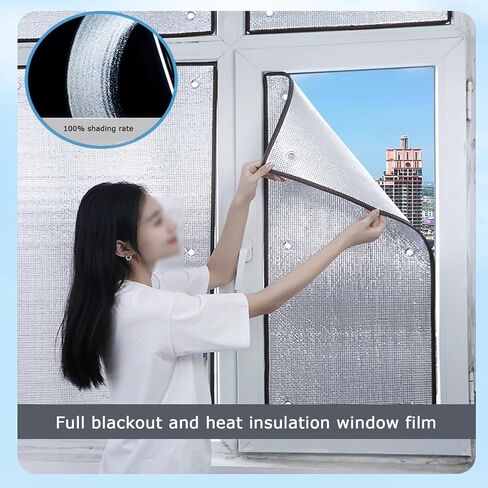 Total Blackout Privacy Reflective Window Film,Thermal Insulation Shield,Aluminum Foil Sun Visor(30x60cm/12''x24'') in Kuwait