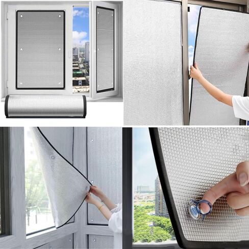Thickened Edge Design,Double Aluminium Insulation Foil,Removable/with Suction Cups(Black,160x100cm/63x39.4in) in Kuwait
