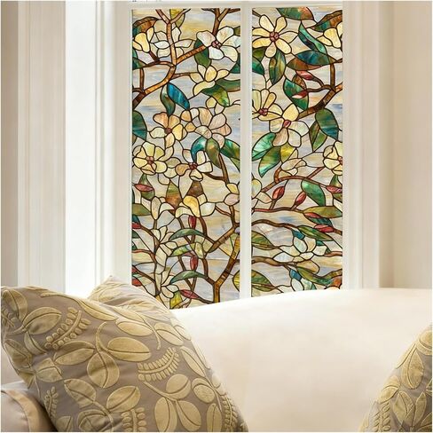 Floral Window Film Rich Colors Privacy Guard Windows into Art Pieces with Grandeur for Room(120x500cm) in Kuwait
