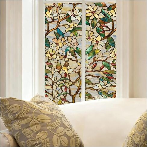 Floral Window Film Rich Colors Privacy Guard Windows into Art Pieces with Grandeur for Room(120x500cm) in Kuwait
