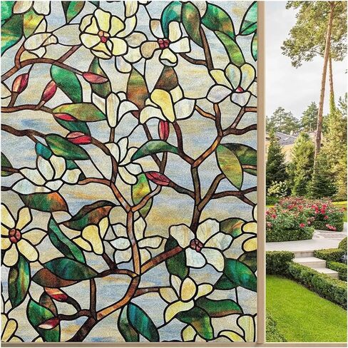 Floral Window Film Rich Colors Privacy Guard Windows into Art Pieces with Grandeur for Room(120x500cm) in Kuwait