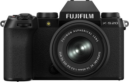 FUJIFILM X-S20 Mirrorless Camera with XC 15-45mm Lens, 26.1MP APS-C X-Trans CMOS 4 Sensor, 6.2K Video, 5-Axis IBIS, Vlogging Camera Bundle with Bag + 64GB Memory Card and More in Kuwait